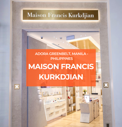 Entrance of Maison Francis Kurkdjian boutique at Adora Greenbelt, Manila, Philippines, illuminated with Zeplinn’s architectural lighting.