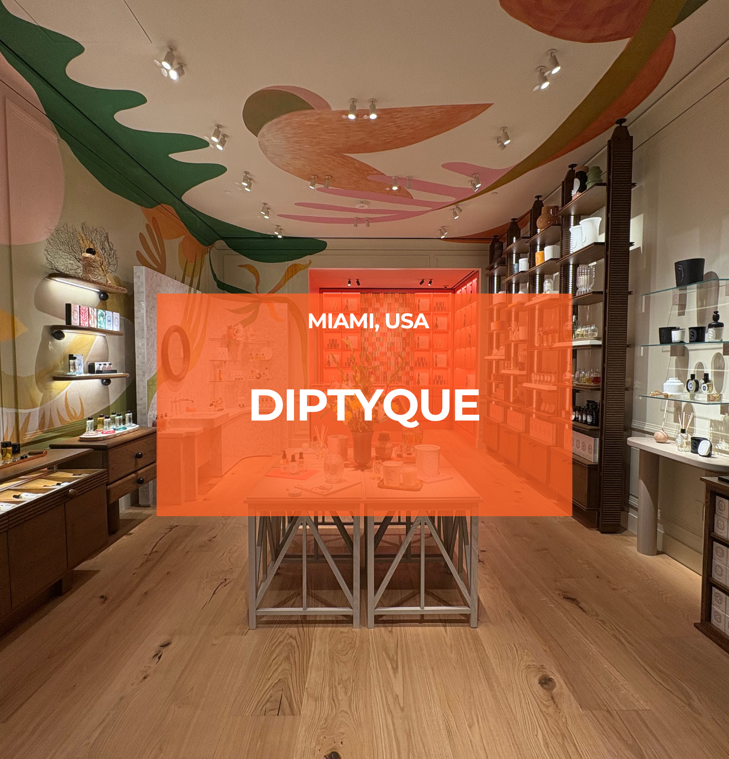 Interior of Diptyque Miami Brickell store illuminated by Zeplinn architectural lighting