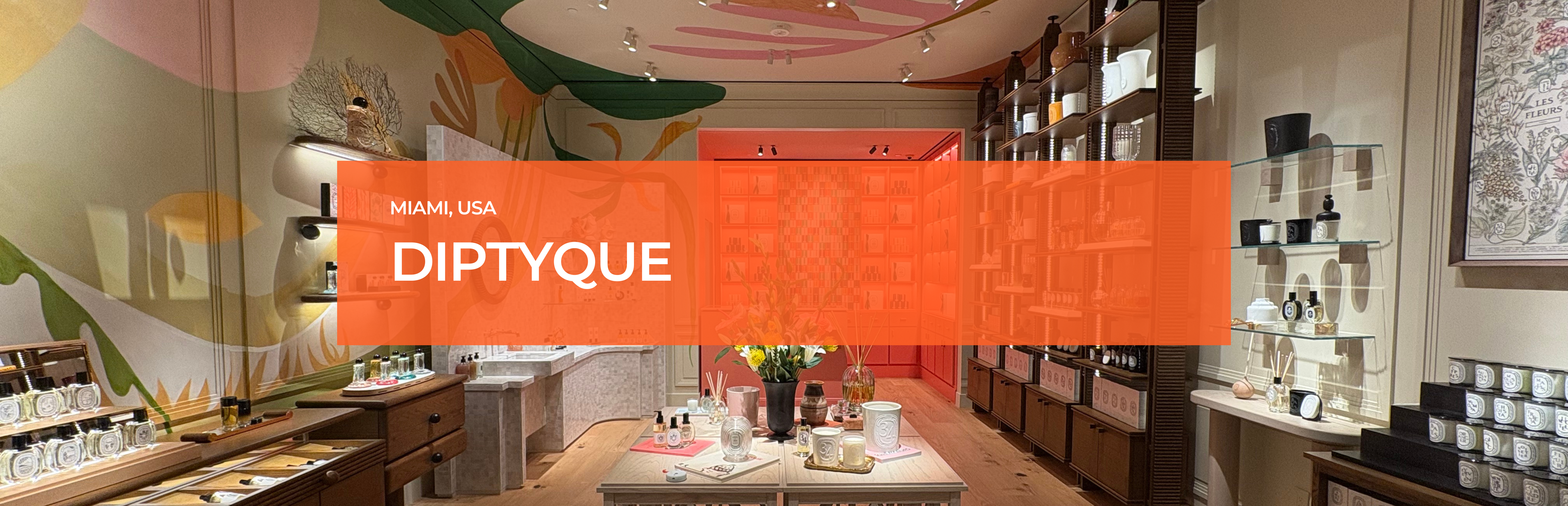 Interior of Diptyque Miami Brickell store illuminated by Zeplinn architectural lighting