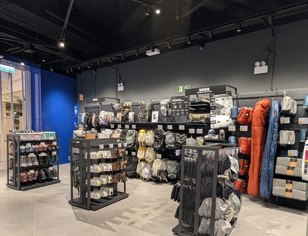 Interior of Decathlon YOHO Mall Hong Kong store illuminated by Zeplinn architectural lighting