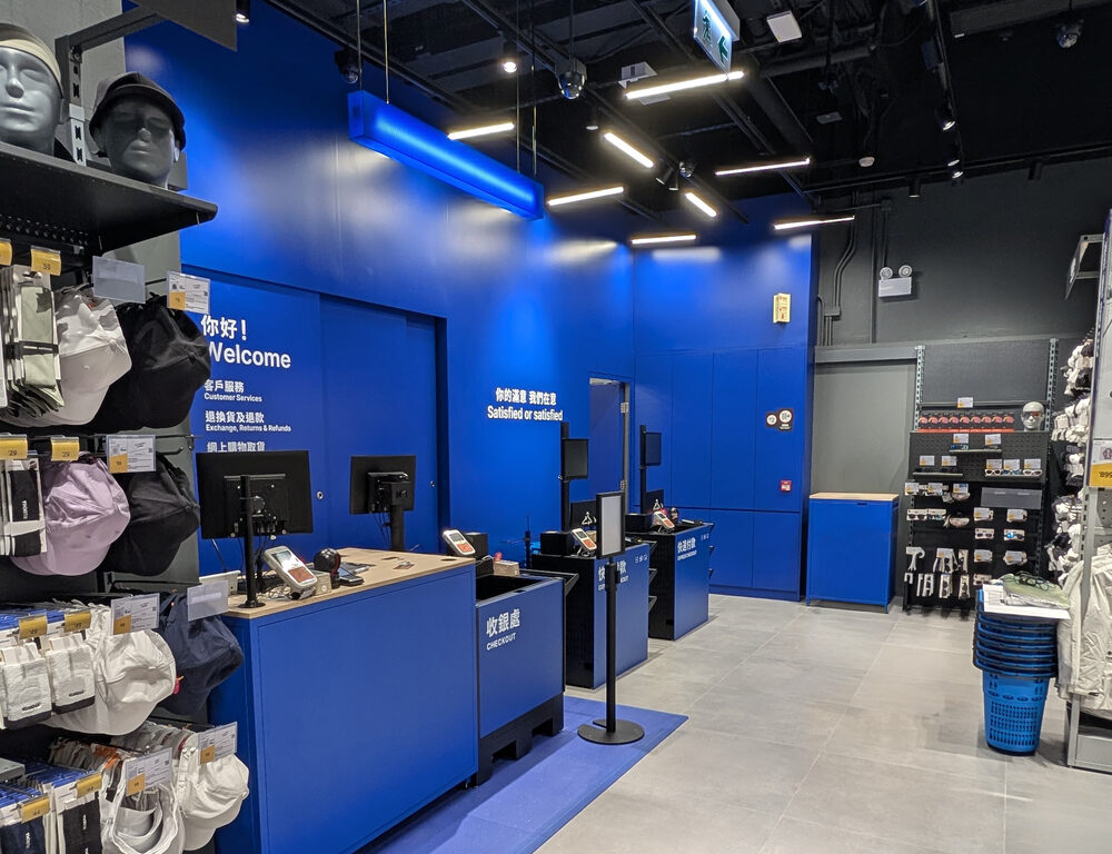 Decathlon accessories and equipment section illuminated by Zeplinn architectural lighting