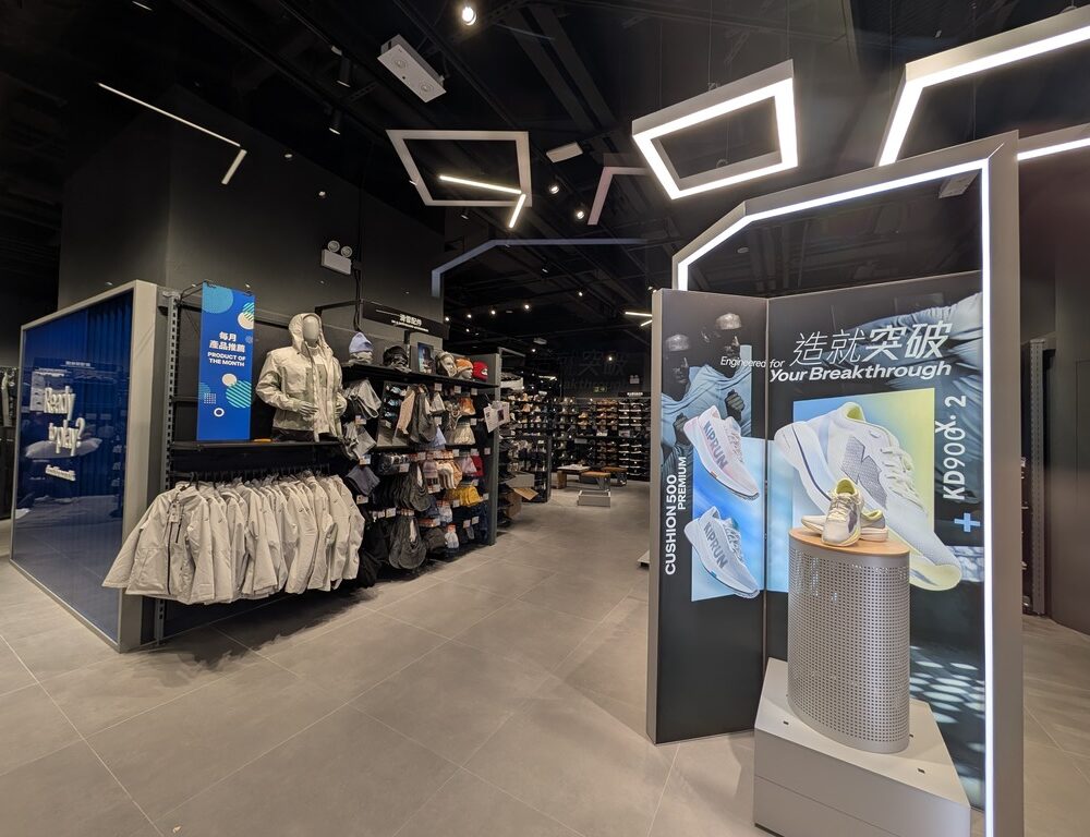 Decathlon YOHO Mall cycling section with Zeplinn architectural lighting creating focused visibility