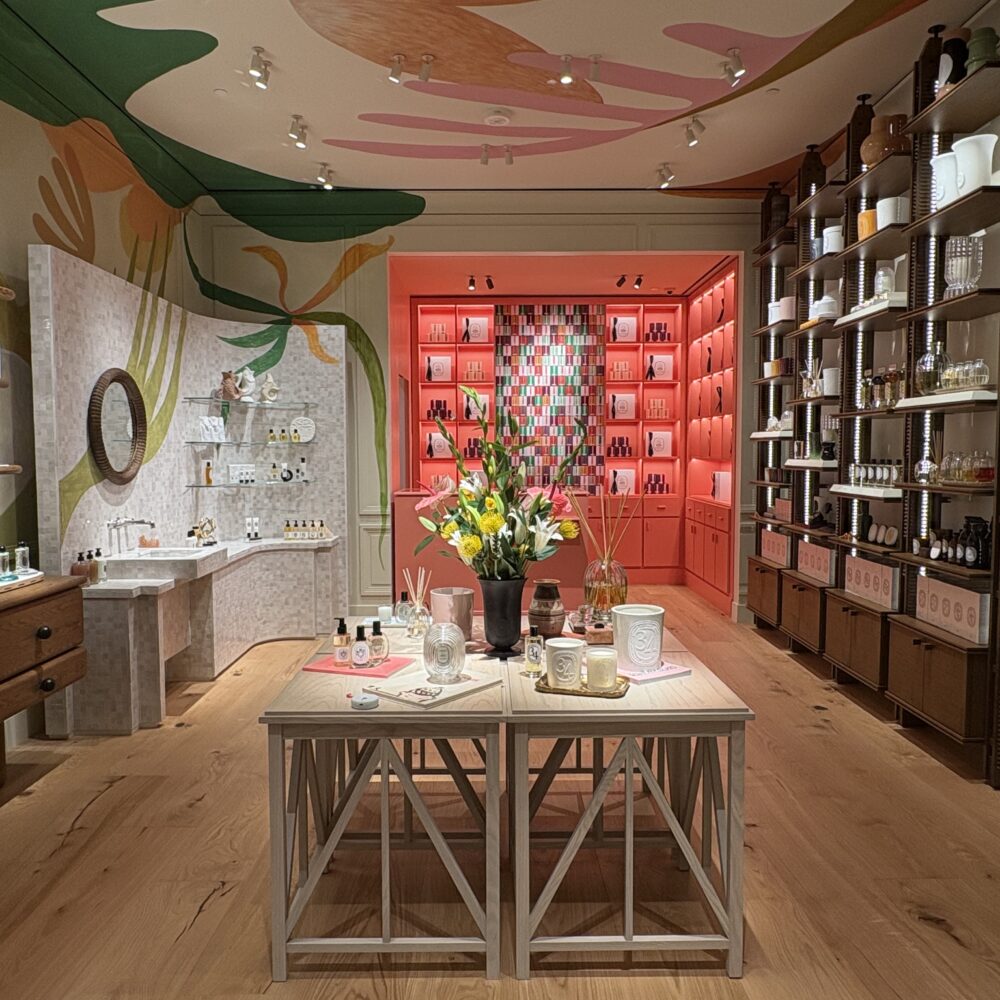 Interior of Diptyque Miami Brickell store illuminated by Zeplinn architectural lighting