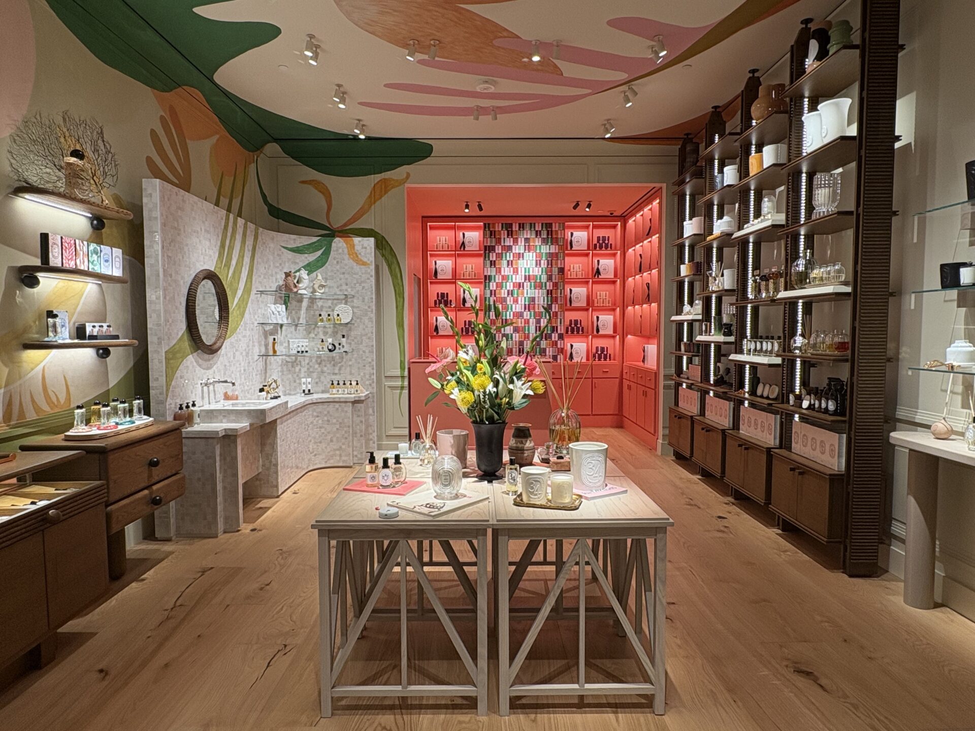 Interior of Diptyque Miami Brickell store illuminated by Zeplinn architectural lighting