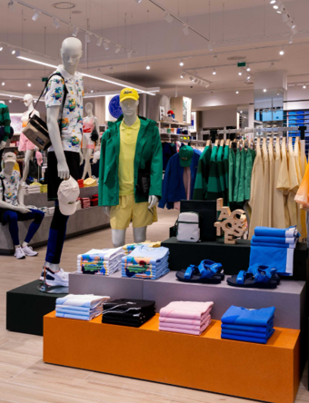 Interior of Lacoste Miami store illuminated by Zeplinn architectural lighting