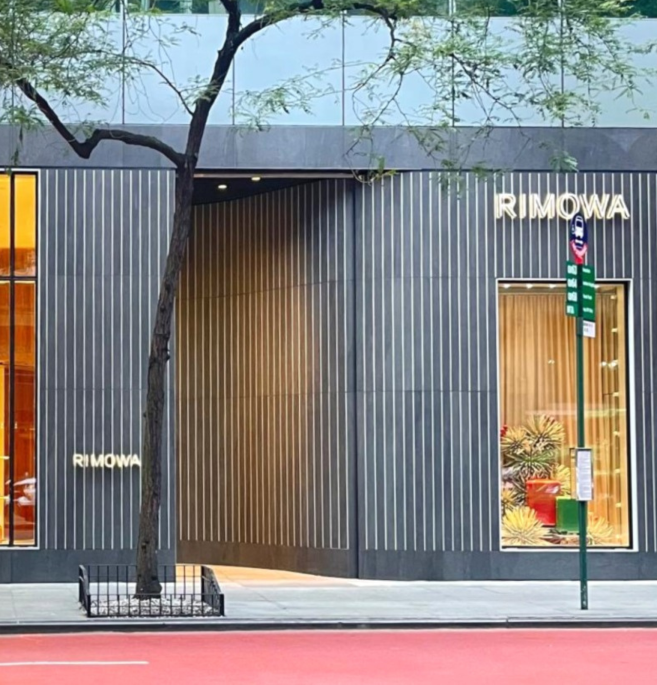 RIMOWA New York 5th Avenue flagship store illuminated by Zeplinn architectural lighting from exterior view