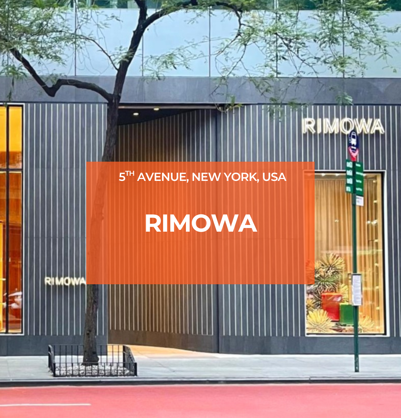 RIMOWA New York 5th Avenue flagship store illuminated by Zeplinn architectural lighting from exterior view
