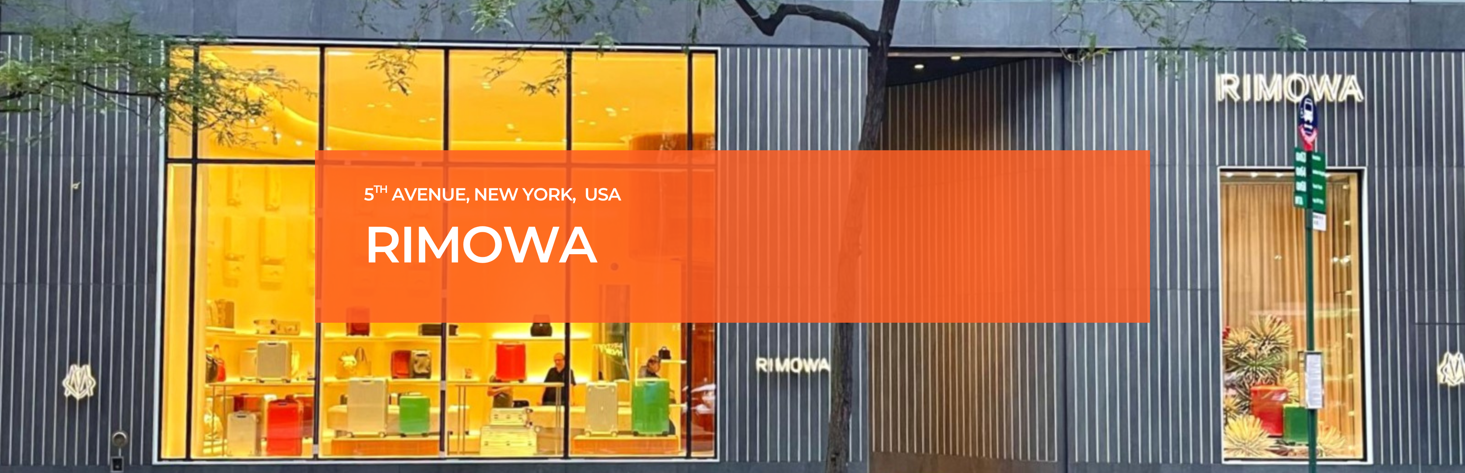RIMOWA New York 5th Avenue flagship store illuminated by Zeplinn architectural lighting from exterior view